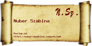 Nuber Szabina névjegykártya